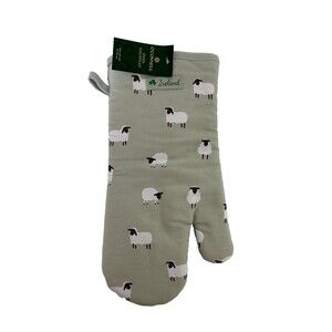 NWT O'Connell Ireland Oven Gauntlet Mitt Cotton Sheep Green Mint Heat Resistant